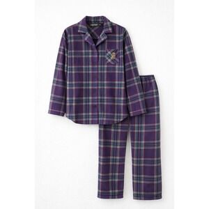 Lauren Ralph Lauren Plaid Flannel Pajama Set Women Size M